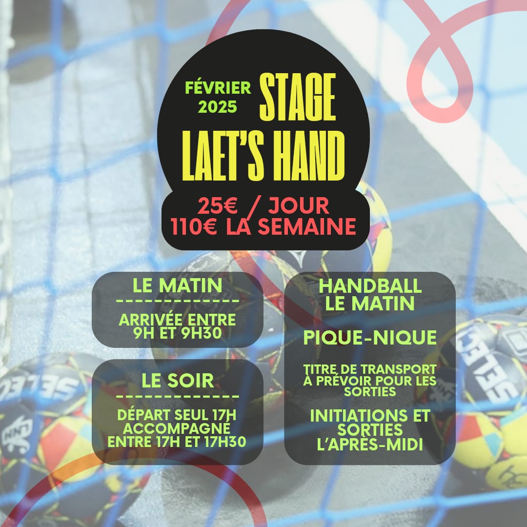 Planning du stage de handball a Nantes